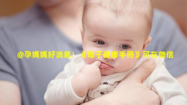 @孕媽媽好消息！《母子健康手冊》可在微信自助建冊啦孕婦手冊圖片